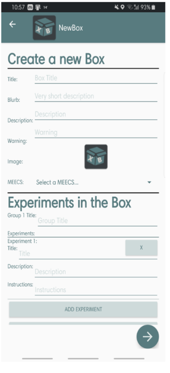 Create experiments page