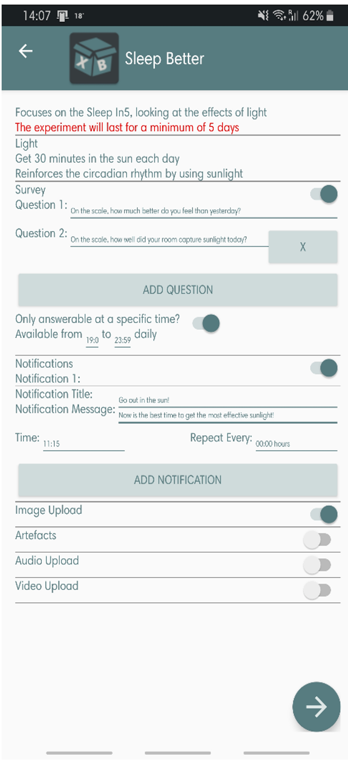 Survey response page showing the data structures